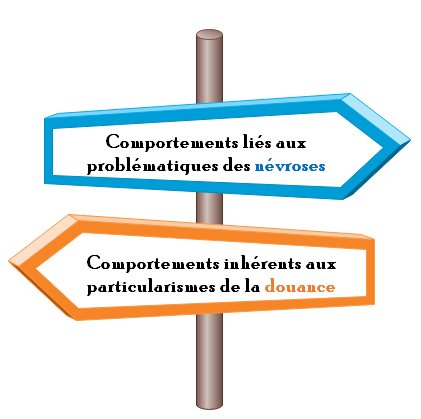 Panneau montrant la différence entre les névroses et les particularisme du surdoué